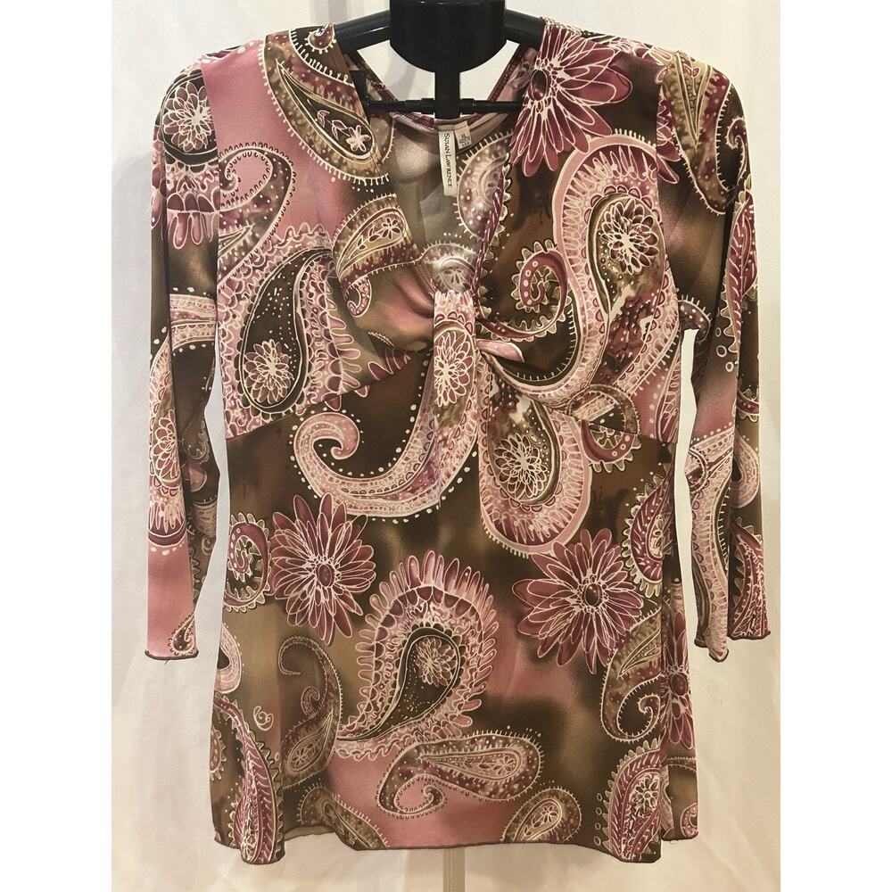 Susan Lawrence Pink Paisley Blouse size XL